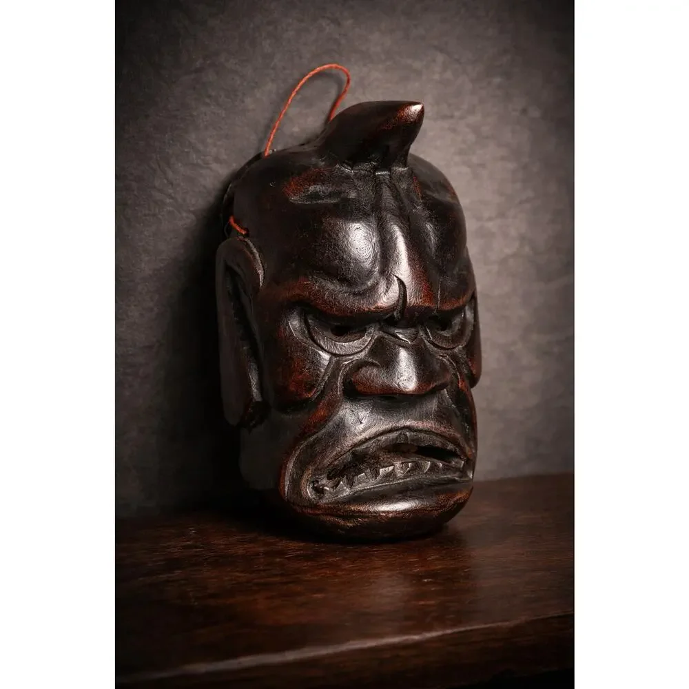 Vintage Japanese Hannya Oni Mask Wood Carved Noh Demon 6